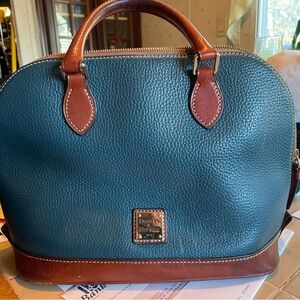 Dooney & Bourke Hunter Green and Brown Pebble Grain Leather Dome Handbag